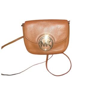 Michael Kors Fulton Small Leather Crossbody Bag Camel Gold